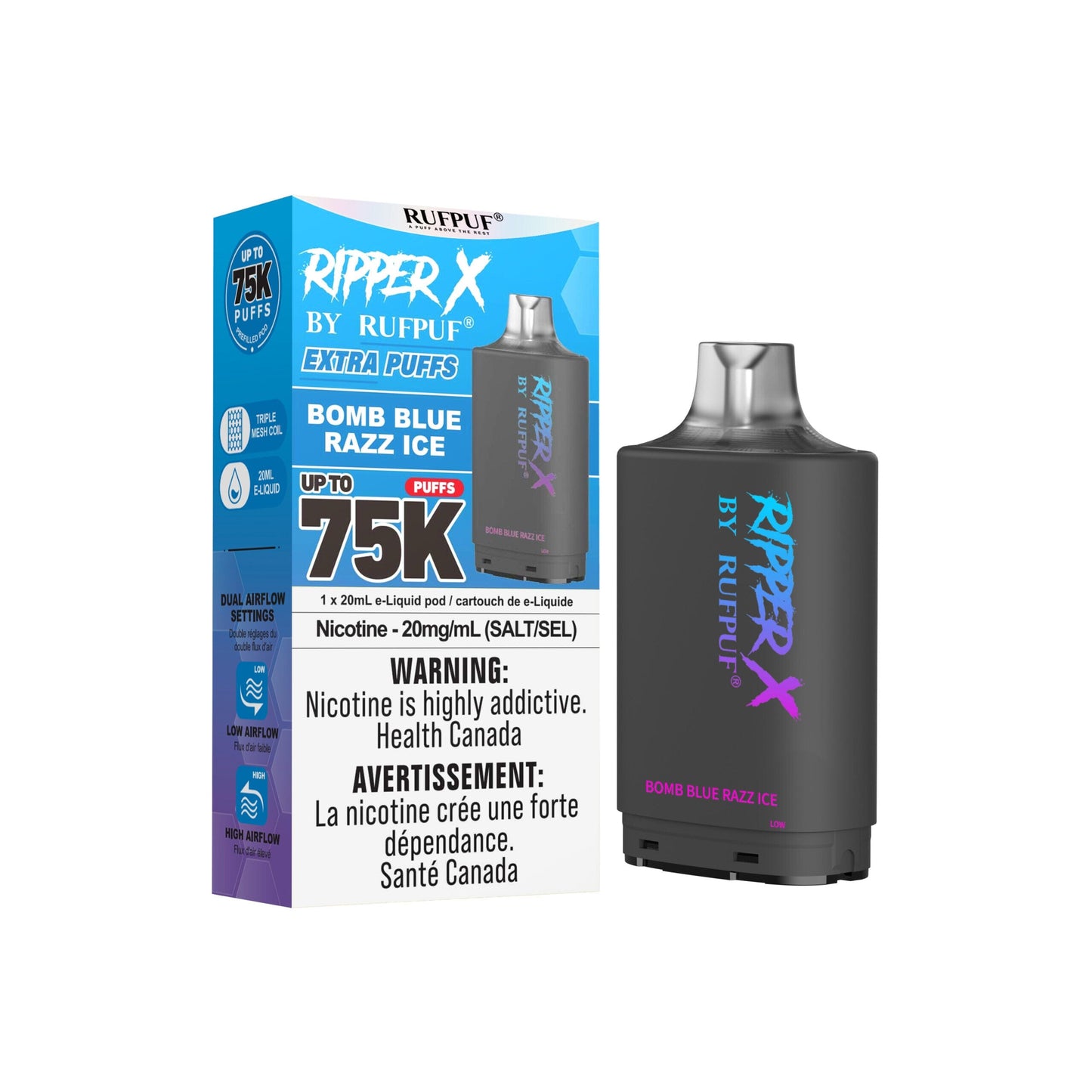 Bomb Blue Razz Ice - Ripper X 75K Disposable Ripper X 75K
