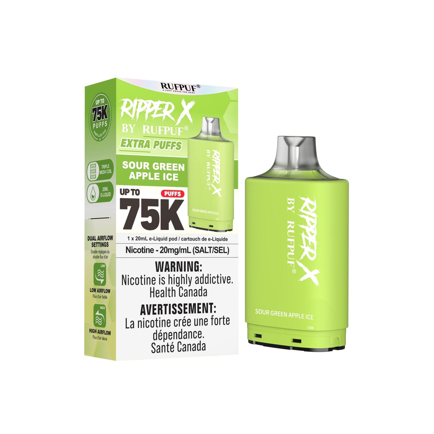 Sour Green Apple Ice Ripper X 75K Cold Turkey Juice inc