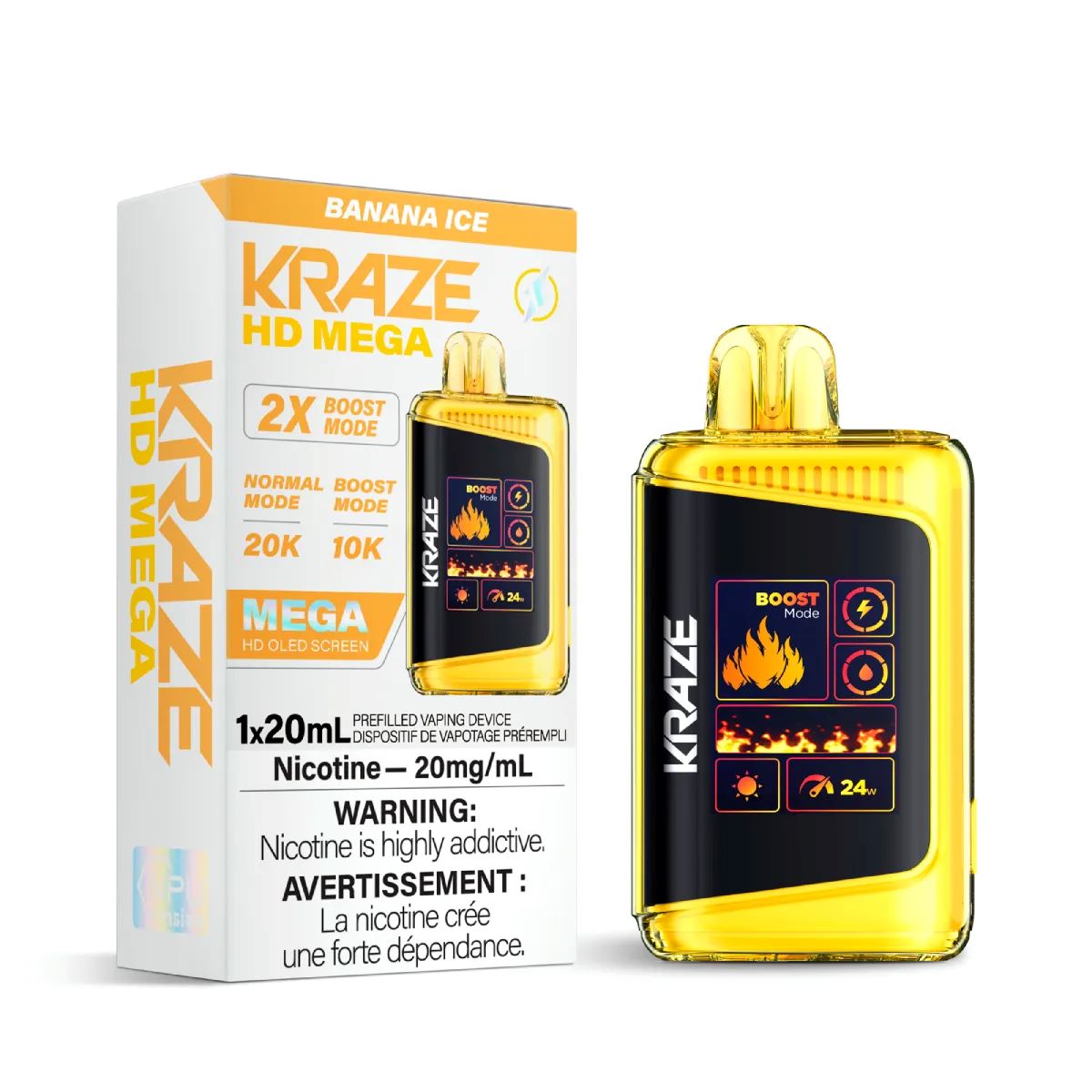 Banana Ice - Kraze HD Mega 20k Disposable Kraze HD Mega 20mg - 2%