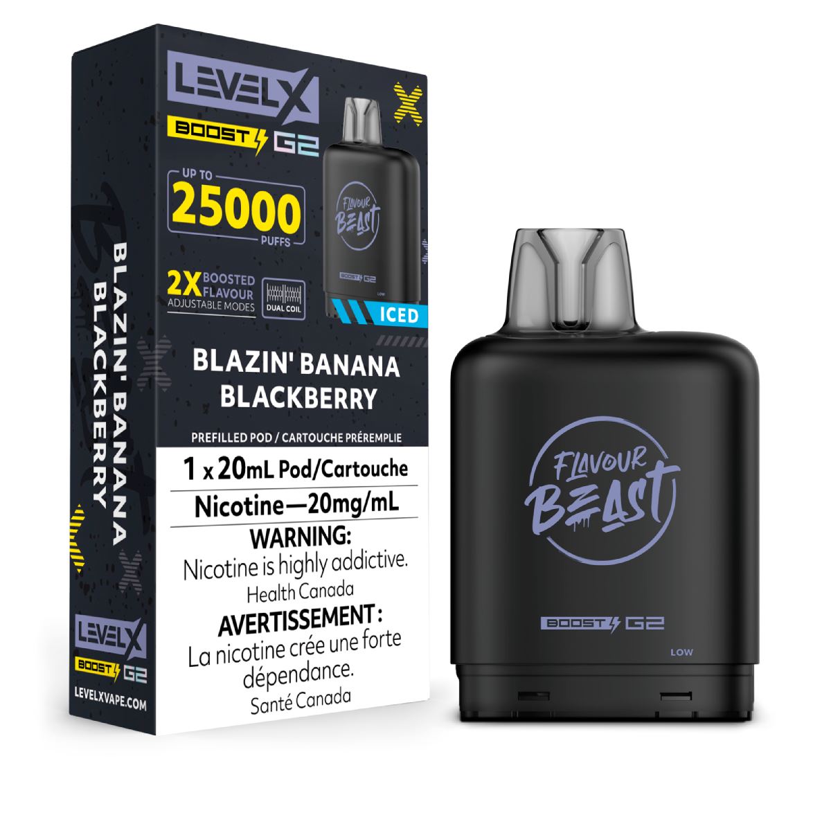 Blazin' Banana Blackberry - Flavour Beast Level X Boost Disposable Level X 20mg - 2%