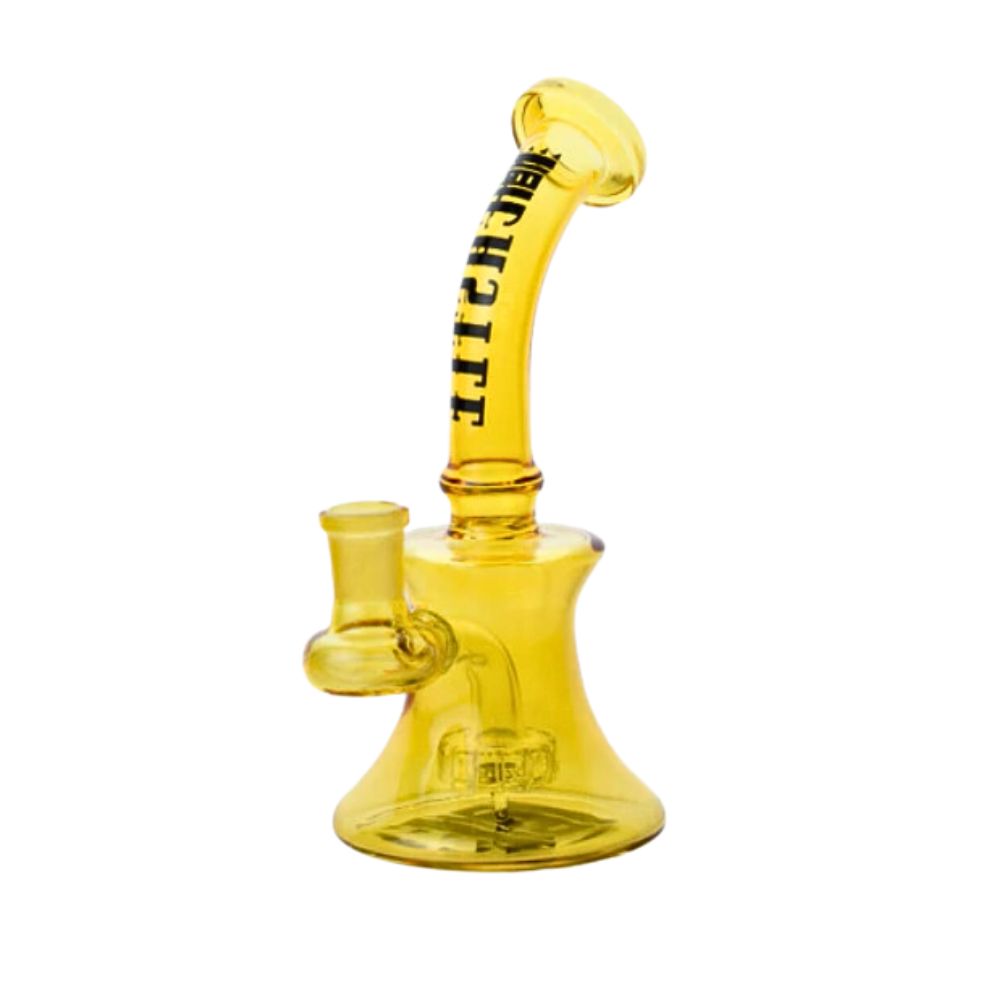 7" 7mm Mini Electroplated Castle Glass Rig cannabis vaporizer Castle Glass Yellow