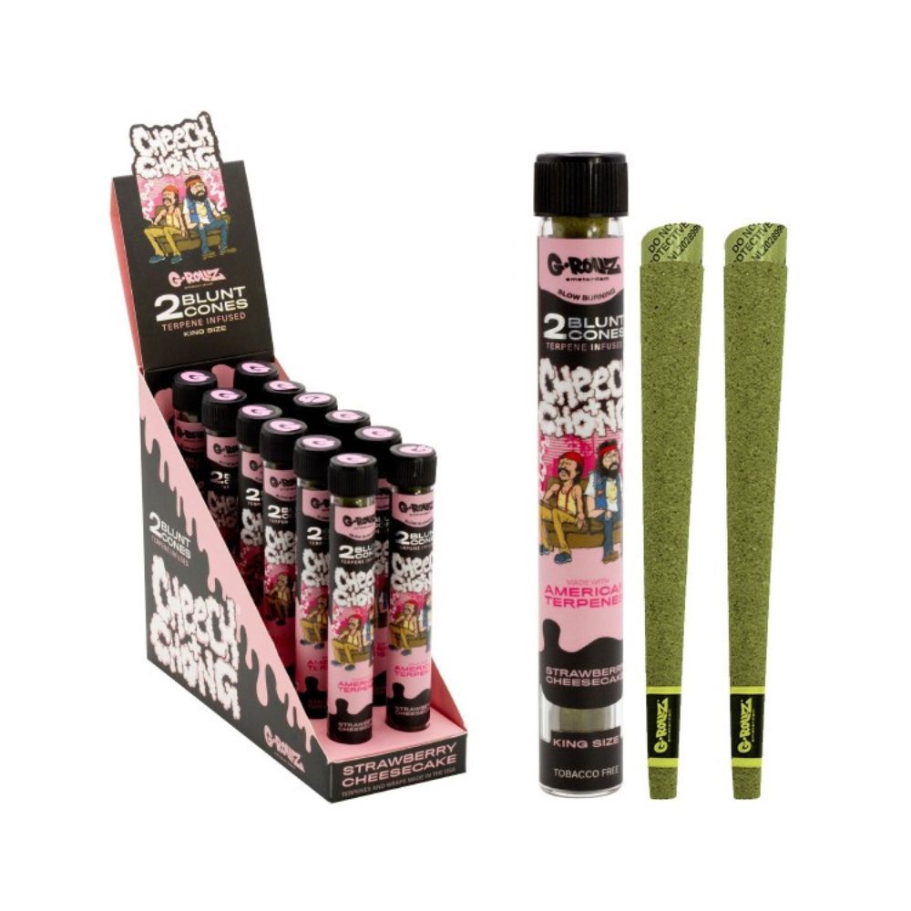 G-Rollz Cheech &Chong 2x Terpene Infused Blunt Cones Blunt Wraps G-Rollz Strawberry Cheesecake 
