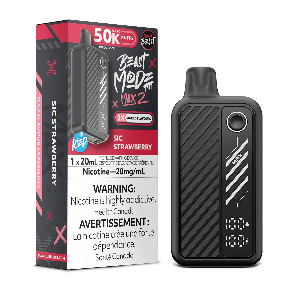 Sic Strawberry- Beast Mode Max 2 Disposable Beast Mode Max 2 20mg - 2% 