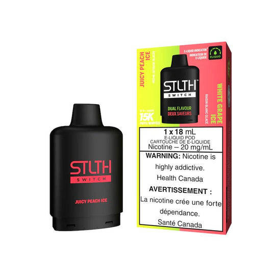 Juicy Peach Ice/White Grape Ice- STLTH Switch 15k Disposable STLTH SWITCH 20mg - 2% 