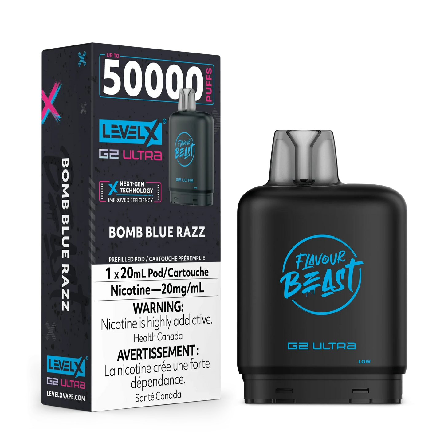 Bomb Blue Razz- Level X G2 Ultra Disposable Level X G2 Ultra FB 20mg - 2% 