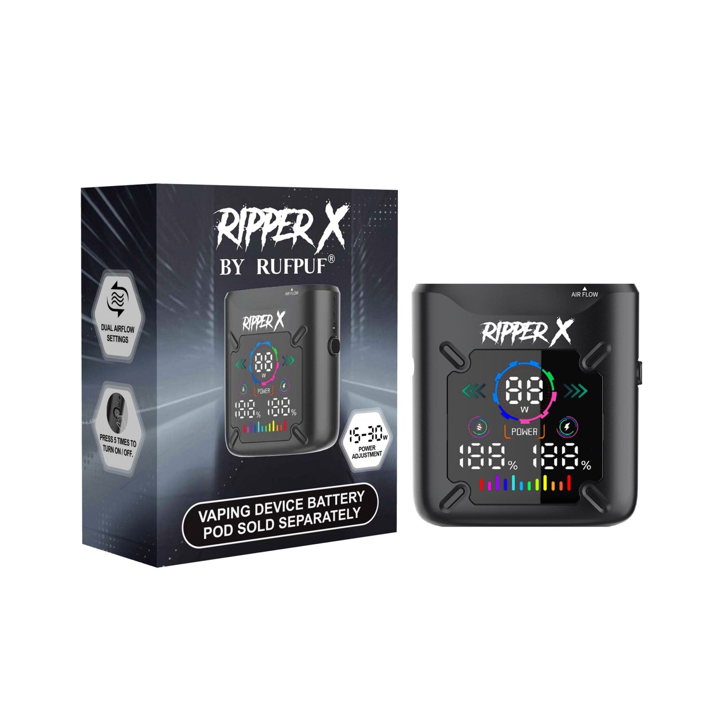 Ripper X ULTRA Battery Closed Pod System Ripper X Metallic Black 