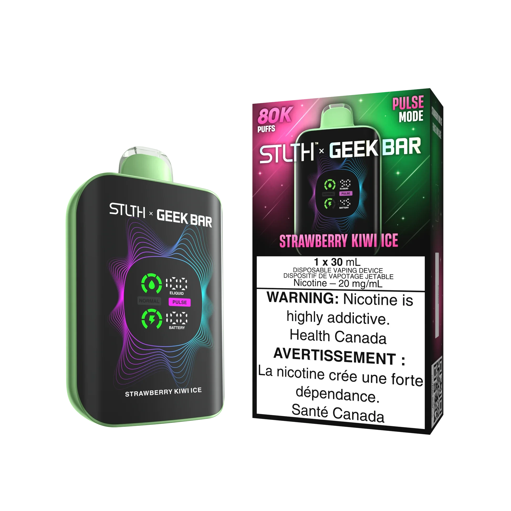 Strawberry Kiwi Ice- Stlth X Geek Bar 80k Disposable Stlth X Geek Bar 80K 
