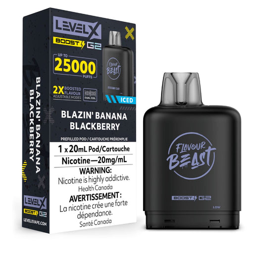 Blazin' Banana Blackberry - Flavour Beast Level X Boost Disposable Level X 20mg - 2% 