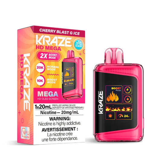 Cherry Blast G Ice - Kraze HD Mega 20k Disposable Kraze 20mg - 2% 