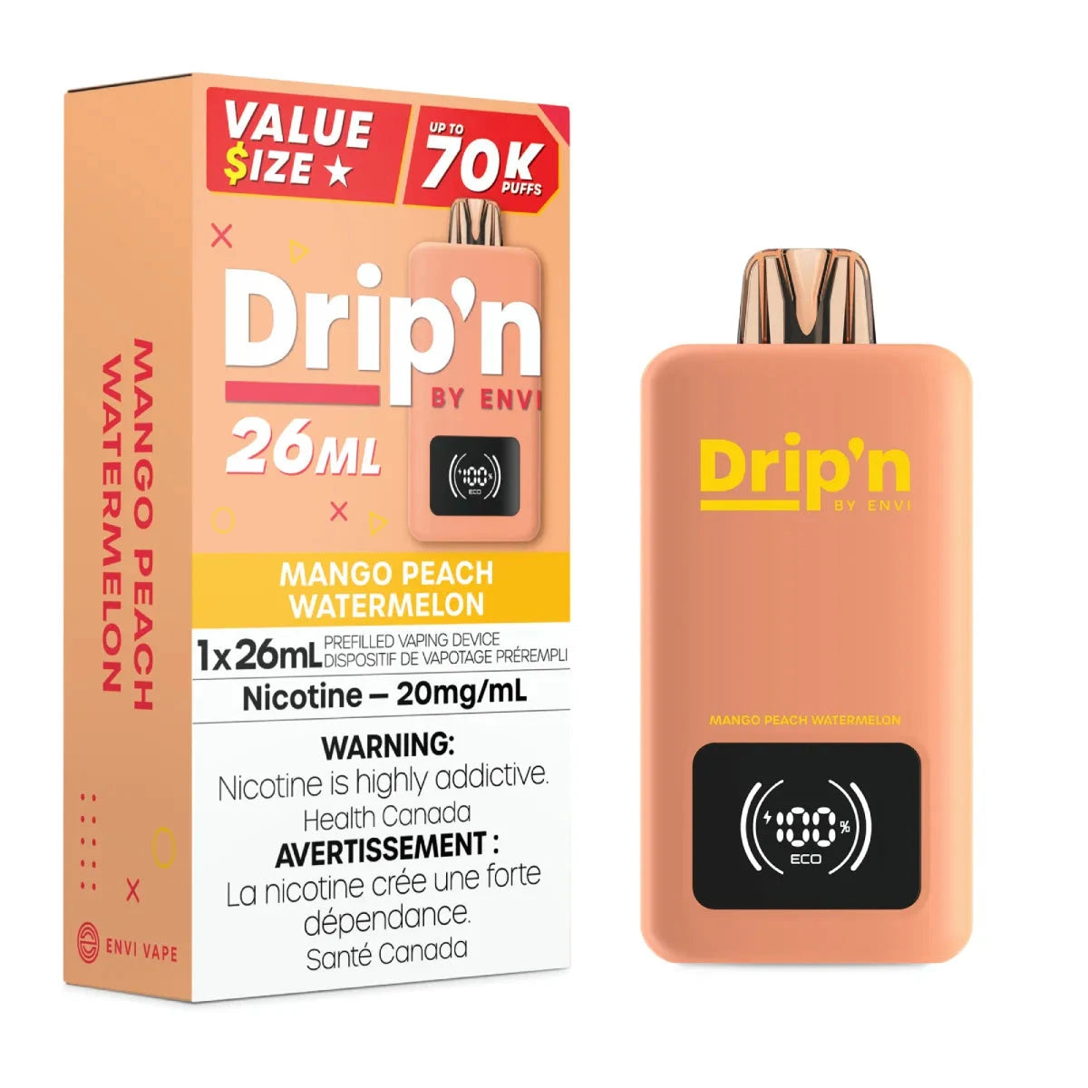Dripn 26ml Mango Peach Watermelon Cold Turkey Juice inc 