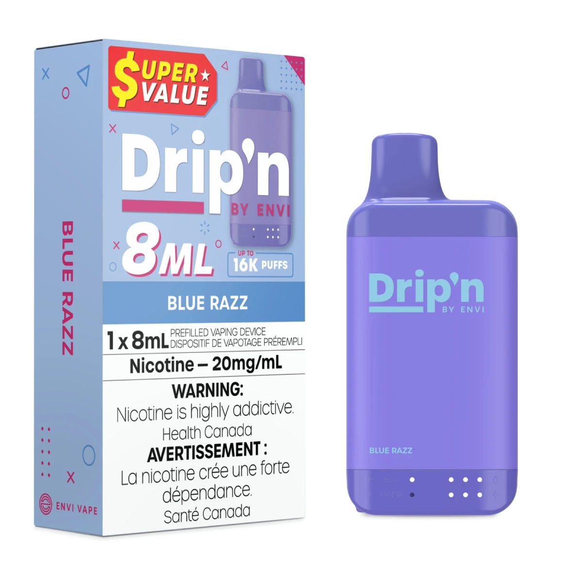 Dripn 8ml Blue Razz Cold Turkey Juice inc 