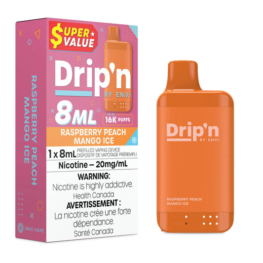 Dripn 8ml Raspberry Peach Mango Ice Cold Turkey Juice inc 