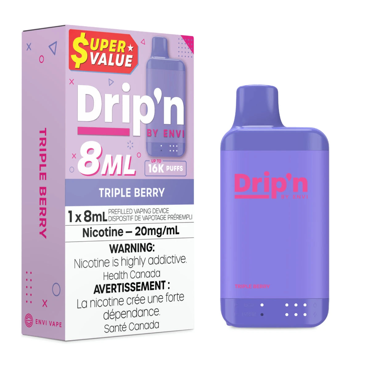 Dripn 8ml Tripple Berry Cold Turkey Juice inc 