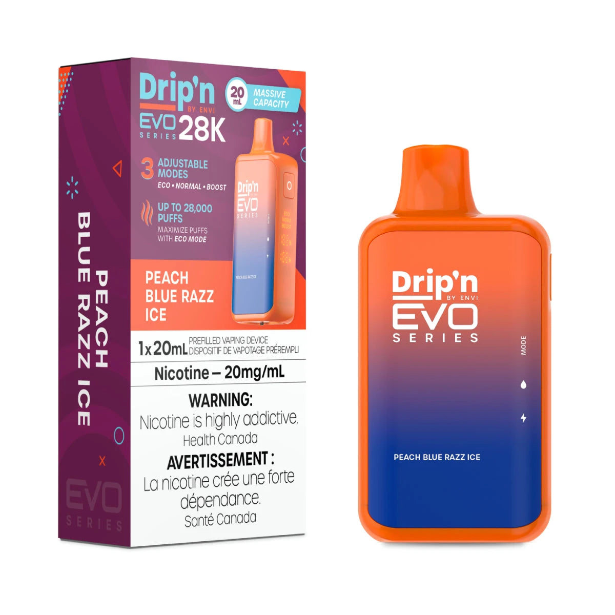 Dripn 26ml Peach Blue Razz Ice Cold Turkey Juice inc 