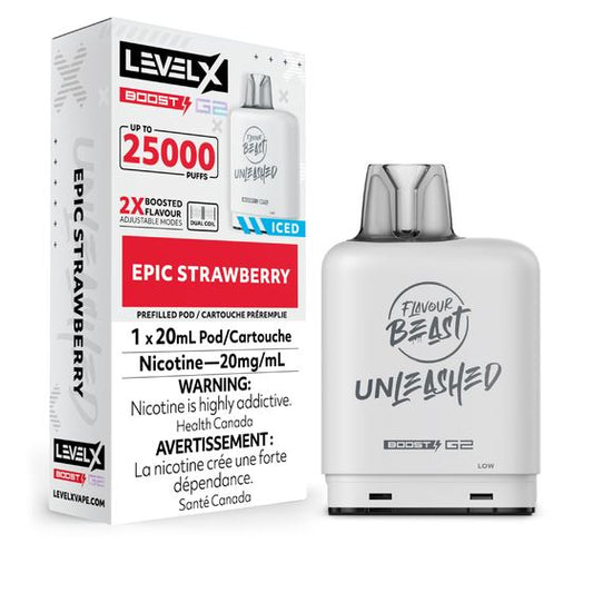Epic Strawberry - Flavour Beast Unleashed Level X Boost Disposable Level X 20mg - 2% 