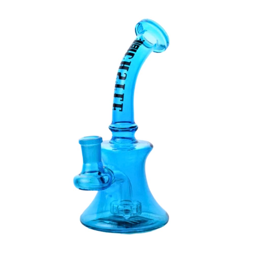 7" 7mm Mini Electroplated Castle Glass Rig cannabis vaporizer Castle Glass Blue 