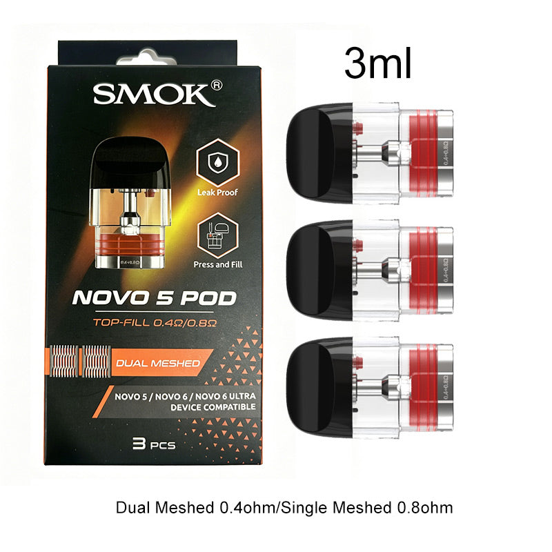 Novo 5 Replacement Pods Dual Meshed 0.4/0.8 (Single Pod)