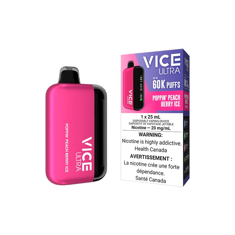 Poppin' Peach Berry Ice - Vice Ultra 60k Disposable Vice Ultra 20mg - 2% 