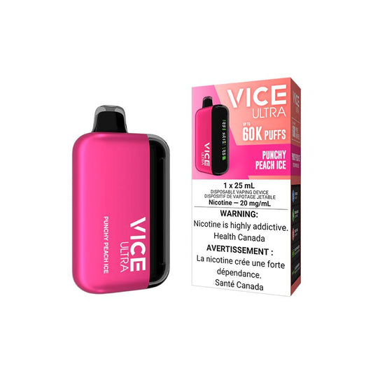 Punchy Peach Ice - Vice Ultra 60k Disposable Vice Ultra 20mg - 2% 