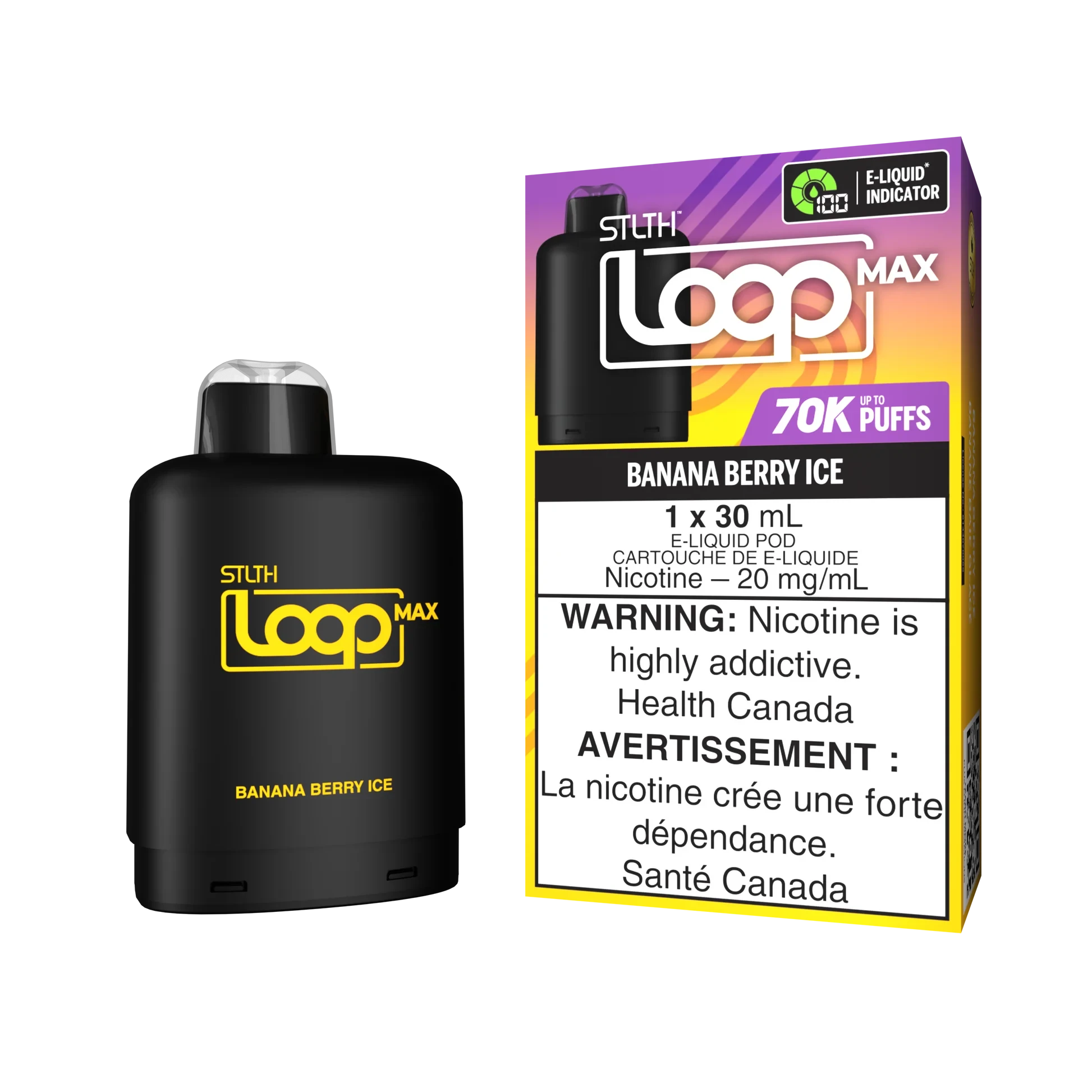 Banana Berry Ice - STLTH Loop MAX 70k Disposable STLTH LOOP MAX 20mg - 2% 