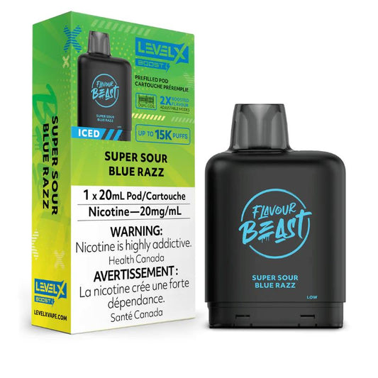 Super Sour Blue Razz - Flavour Beast Level X Boost Disposable Level X 20mg - 2% 