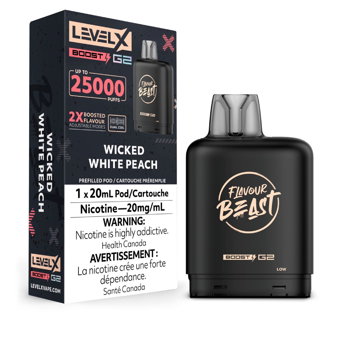 Wicked White Peach - Flavour Beast Level X Boost Disposable Level X 20mg - 2% 