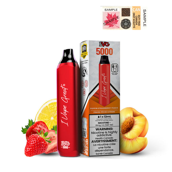 Poppin Strawberry Peach - IVG 5000 Disposable IVG 