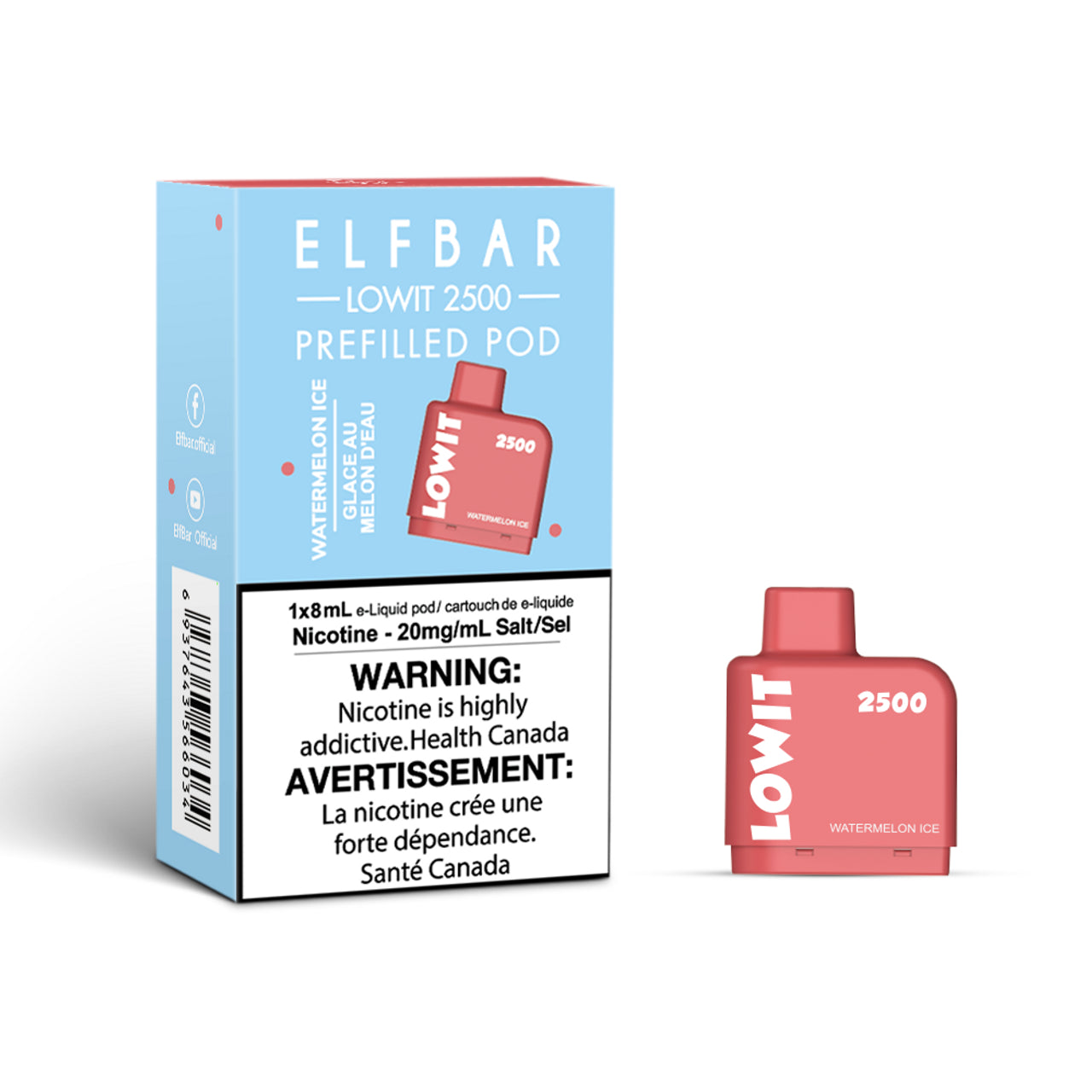 Watermelon Ice - Lowit 2500 CLOSED PODS Elf Bar 